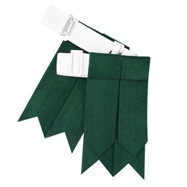 Men’s Kilt Flashes with Adjustable Buckle – Plain & Tartan Kilt Sock Garters – Acrylic Wool Highland Wear (GREEN)