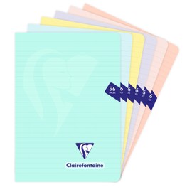 Clairefontaine - Ref 308686C - Mimesys Opaque Polypro Pastel Stapled Notebook (96 Pages) - A5 in Size, Lined Ruling, 90gsm Brushed Vellum Paper, Soft Polypro Cover - Single Random Colour