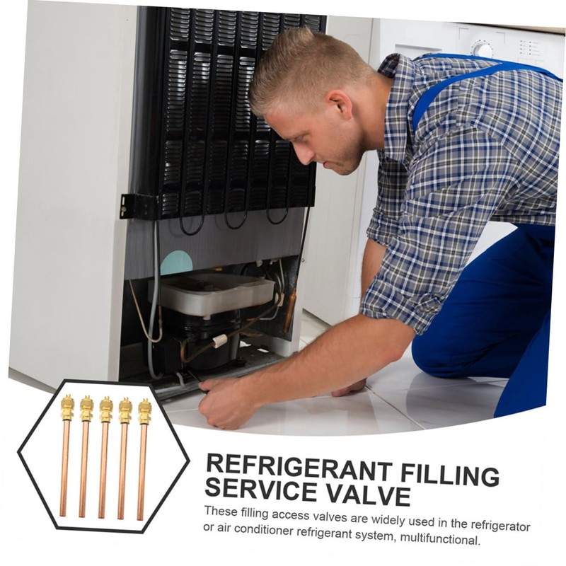 KICHOUSE 5pcs Copper Charging Kit for Fridge Service Access Valves