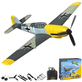 volantexrc RC Plane, 4 Channel Remote Control Airplane BF109 Fighter RTF with Aileron, Gyro, Aerobatics & 3 Modes Easy to Fly, Hobby Radio Controlled Aircraft for Beginners & Adults (Yellow)