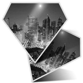 2 x Diamond Stickers 7.5 cm BW - Makati Skyline Philippines Landscape Fun Decals for Laptops,Tablets,Luggage,Scrap Booking,Fridges, #43169