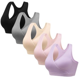 HBselect Nursing Bras for Breastfeeding, Maternity Nursing Sleep Bra Wireless Pregnancy Sleep Bralette 3/5 Pack