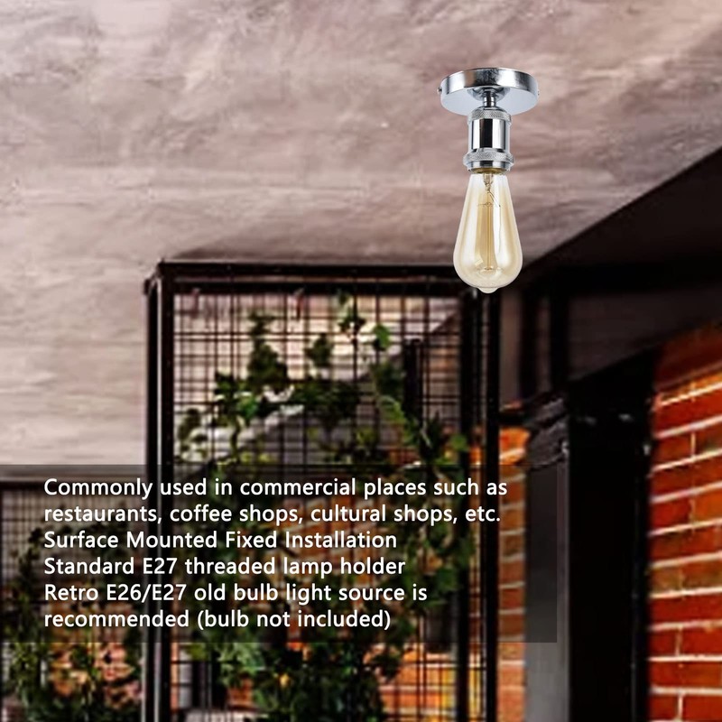 2Pcs Silver Bulb Socket, E26 E27 Modern Ceiling Lamp Light