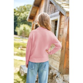 GRACE KARIN Winter Casual Cardigan for Girls Long Sleeve Cardigan with Zipper Light Pink 7 Years