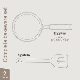 BAKKEN Swiss 2-Piece Mini Pan Set – 5.5’’ Non-Stick Egg Pan with Spatula, Cool-Touch Handles, Heat-Resistant Up To 400° F, Food-Grade Safe, For Gas, Electric and Ceramic Cooktops, White Marble