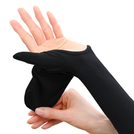 Otafuku Glove Arm Cover for Summer [Cool Touch Feeling Stretch Material Fingertip Cover Long Type Women] UV-3791 Black One Size Fits Most