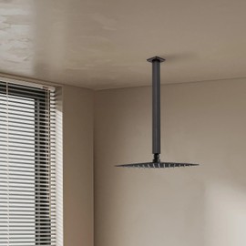 Clovermap Shower Arm with Flange, Wall Mounted 16 Inch Extender Tube for Bathroom Rainfall Shower Head, Square 304 Stainless Steel Shower Pipe Arm Extension (Oil Rubbed Bronze)