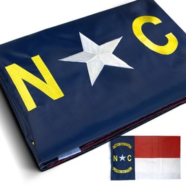 Anley EverStrong Series Embroidered North Carolina State Flag 3x5 Feet - Embroidery & Heavy Duty Canvas Header - 4 Rows of Lock Stitching - Nylon NC Flags with Brass Grommets 3 X 5 Ft