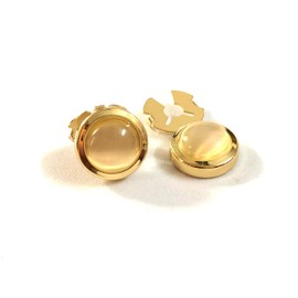 Climple Button Covers Cufflinks for Men Woman, Gold Button Covers for Mens Dress Shirts - Champagne Bead Cats Eye Effect Cufflinks Clasp Non-Sewing