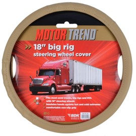 Motor Trend 18" Inch Steering Wheel Cover for Big Rigs Trucks Semis Truckers RVs 18-Wheelers Freight Carrier Tow Trucks Tankers Transporters, Insulated Soft Comfortable, Improve Grip Fatigue - Beige