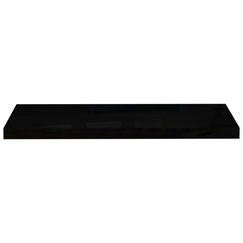 2 PCS High Gloss Black Floating Wall Shelves 31.5x9.3x1.5 Inches