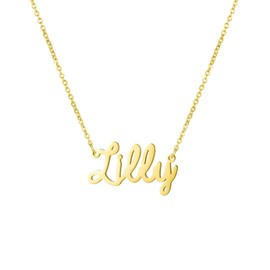Awegift Women Jewelry Name Necklace Big Initial Gold Plated Best Friend Women Gift for Her Lilly