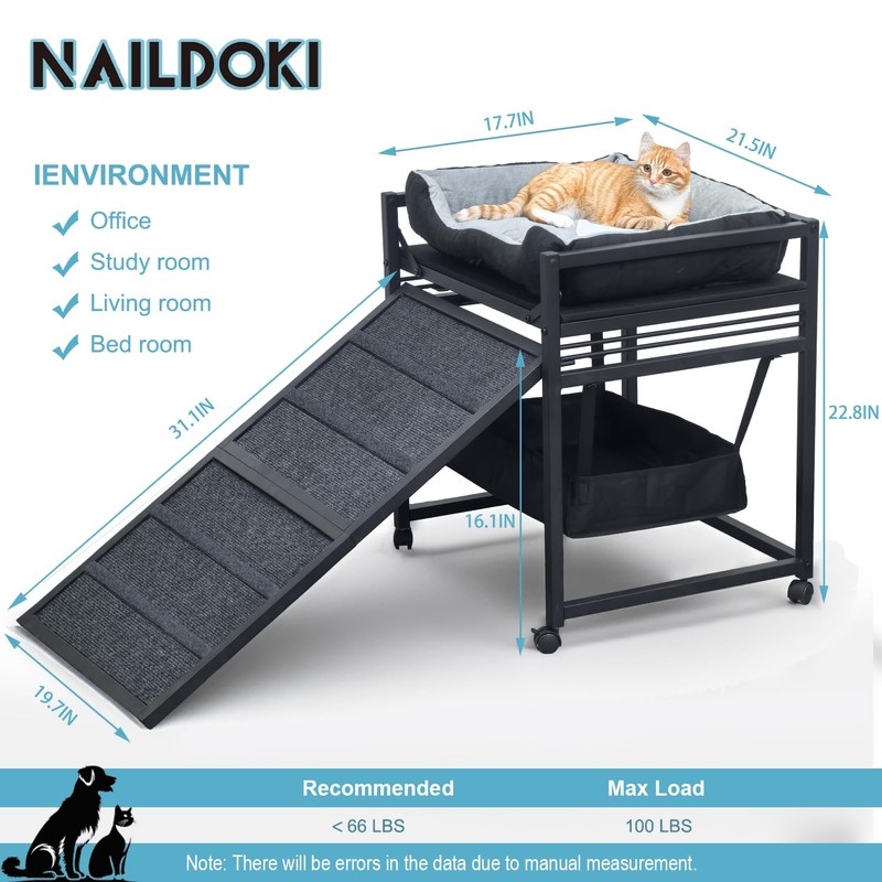 NAILDOKI Movable Structure Pet Stairs Ramp with Cats/Dogs Chair with