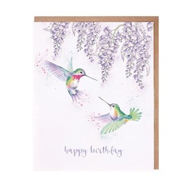 Beautiful Hummingbirds Birthday Card – Wisteria Birds Wrendale Greeting Card