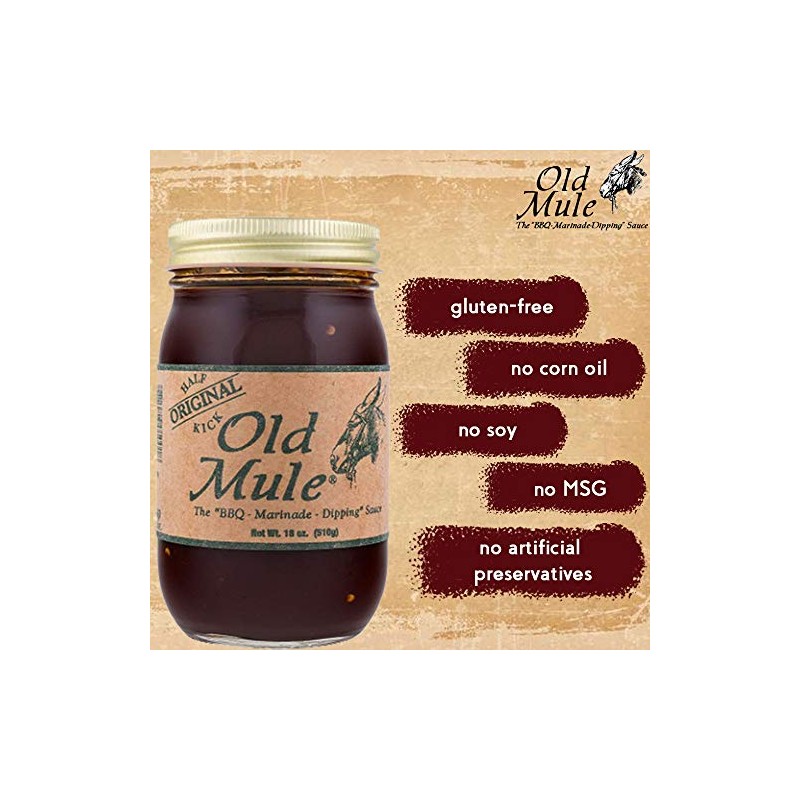 OLD MULE BBQ Dipping Sauce (Original Marinade, 18 Ounce Jar)