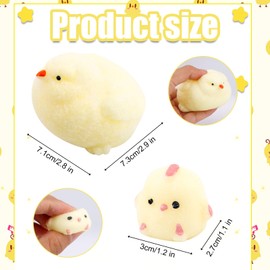 4pcs Chick Squeeze Toys, Super Soft Fufu Fidget Squeeze Toy Cute Kawaii Chicken Squishy Mochi Pinch Plaything for Kids Adults Anxiety Stress Relief Relaxation Gift