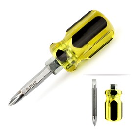 Buspoll Stubby Magnetic short Screwdriver with Phillips and Flat Heads - Perfect for DIY Repairs