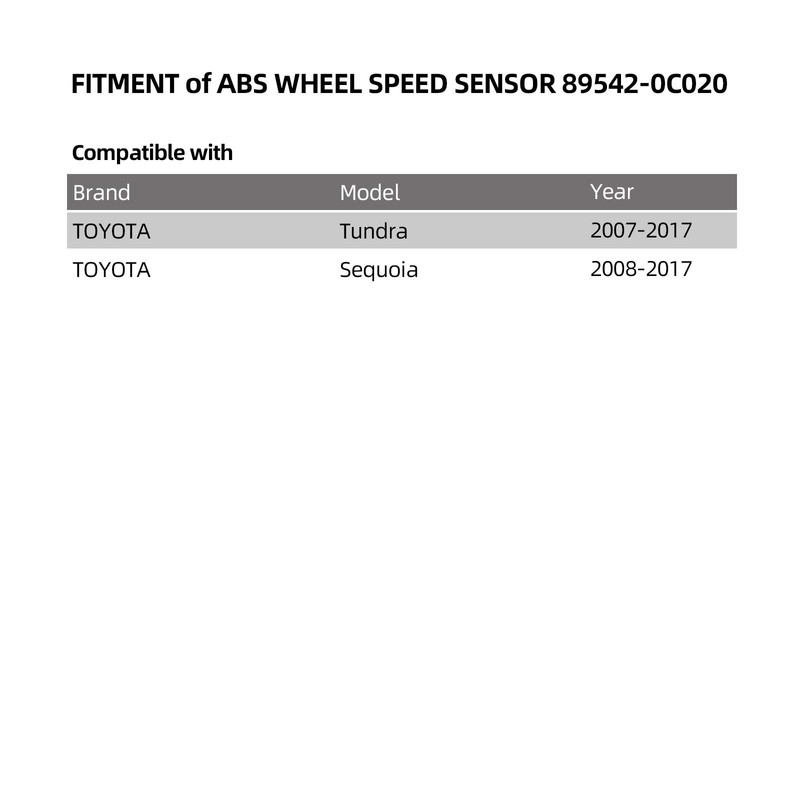ABS Wheel Speed Sensor Front Right or Rear Right 89542-0C020