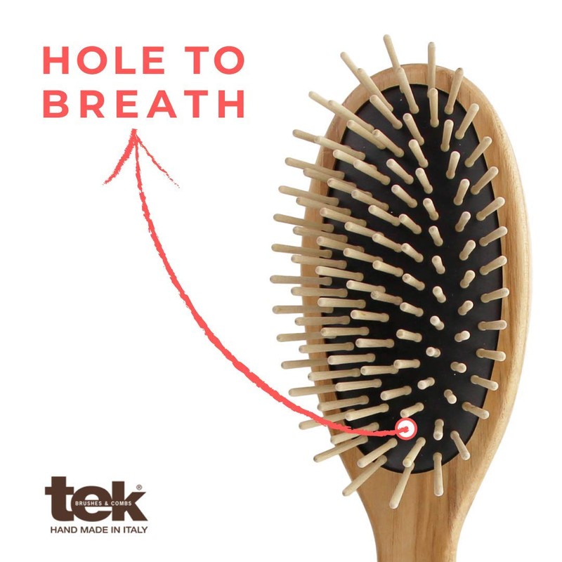 TEK - Large Rectangular Ash Wood Brush Handmade in Italy,