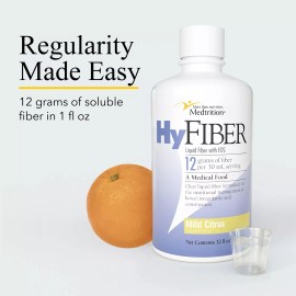 Medtrition HyFiber Liquid Fiber Supplement 32 Oz Sugar Free Prebiotic for Digestive Health