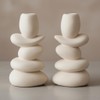 Faux Pebble Candlestick Holders Set of 2, Modern Candle Stick