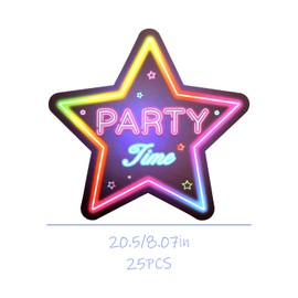 Tabanzhe 25 Pieces Party Photo Booth Props Set Glow Props Birthday, Wedding, Christmas, Mardi Gras Party Decoration with Glowing Neon Selfie Props，Fun DIY Set