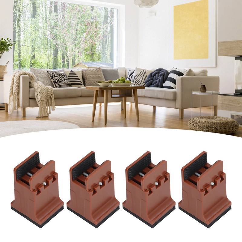 4pcs Adjustable Furniture Risers with Screw Clamp Rubber Bed Couch