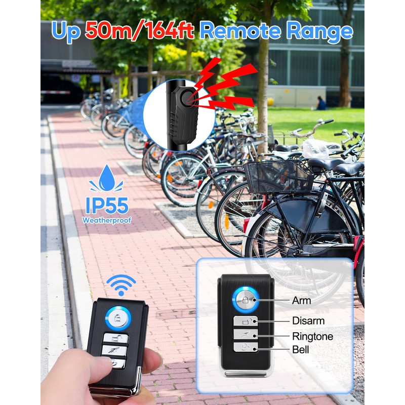 Cruxer Bike Alarm Remote Motion Sensor System, Motorcycle Alarm with