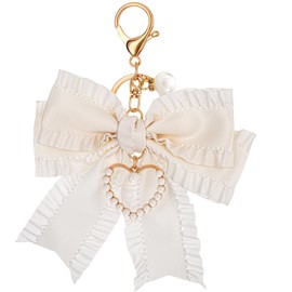 Key Ring Bow Beads for Women, Rhinestone Key Ring, Handbag Pendant, Bag Pendant, Cute Bow Key Fob, Beads Women, Pearl Keychain Wristlet Bag Charms