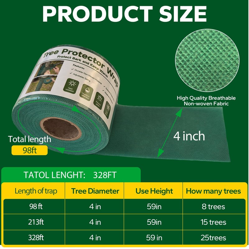 Emycool 98ft Tree Wraps to Protect Bark, Tree Wrap for