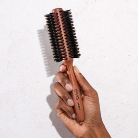EVO Bruce Bristle Radial Brush 22 mm, Small Styling Brush with Natural Boar Bristles, Hair Brush Women, Men and Women, Made of Certified Wood