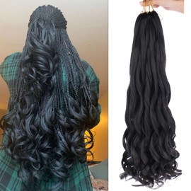 9 Packs French Curl Braiding Hair Pre Stretched Bouncy Loose Wavy Braiding Hair 30 Inch French Curls Braids Hair Synthetic Crochet Braids Hair For Box Braids Hair Extension For Women（30 Inch，1B#）