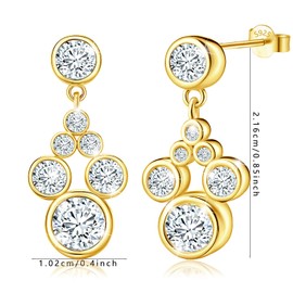 Gold Plated S925 Sterling Silver Mouse Stud Earrings for Women Sparkling CZ Mouse Cute Dainty Animal Jewelry for Daughter Mom Wife Girlfriend Birthday Party