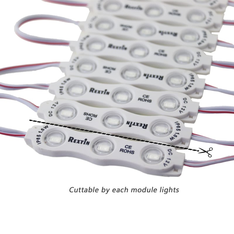 REXTiN Super Bright 200pcs 3 LED Module Storefront Lights Blue