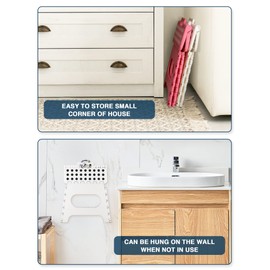 Dyforce Non-Slip Folding Step Stool - 11 inch Height Premium Heavy Duty Foldable Step Stool for Kids, Kitchen Garden Bathroom Camping Stepping Stool - White