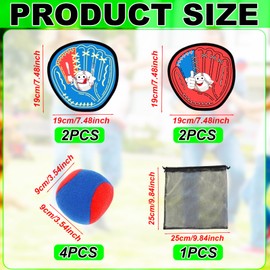 lasuroa Wurf und Fangspiel-Set, Inklusive 4 Handschuhen & 4 Bällen & 1 Aufbewahrungstasche Magisches Klebe Fangball-Set Outdoor Spielzeug für Mädchen und Jungen im Alter von 3 4 5 6 7 8+ Jahren