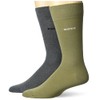 BOSS 2-Pack Bold Logo Solid Cotton Socks, Artichoke Green/Medium Grey,
