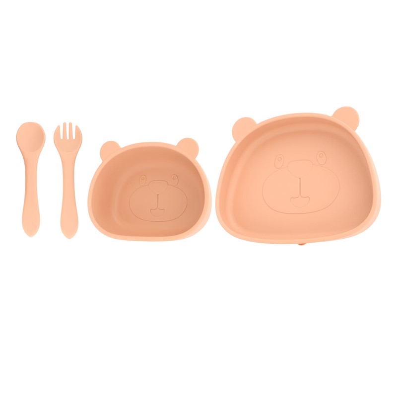 4pcs Children Plate Utensils Set Silicone Suction Bowls Set Toddler