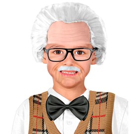 W WIDMANN MILANO Party Fashion 02009 - Verkleidungsset Opa für Kinder, Perücke mit Glatze, Schnurrbart und Brille, Professor, Wissenschaftler, Mottoparty, Karneval