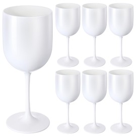 Teenyyou Plastic Wine Glasses Set of 6, 16 oz Goblet Acrylic Plastic Reusable Unbreakable Wine Cups for Bachelorette Wedding Bridal Shower Birthday Party (White)