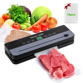 obecilc Vacuum Sealer 65kPa Precision Suction 7 in 1 Food Sealer with 10 Vacuum Bags and Built-in Cutter, Dry and Wet Mode, Ideal for Kitchen, Restaurant and Home Use