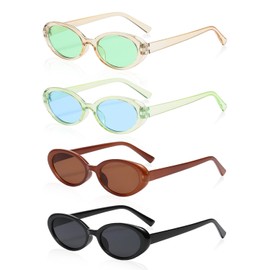 HDGSAFD 4 Pairs Sunglasses, Oval Retro Sunglasses, Small Frame Glasses, Outdoor Sunglasses, Aesthetic Sunglasses, Sunglasses Accessories, Party Photo Props, black