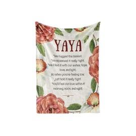 InnoBeta Yaya Gifts, Grandma Gifts for Yaya, Flannel Throw Blankets on Mother's Day, Christmas, Birthday, 50" x 65", Red Flowers