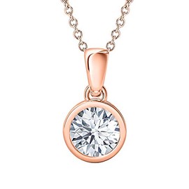 Dabangjewels 8mm 4.00Ctw Round Cut Created White CZ Diamond 14k Rose Gold Over .925 Sterling Silver Bezel Set Cross Pendant For Women's