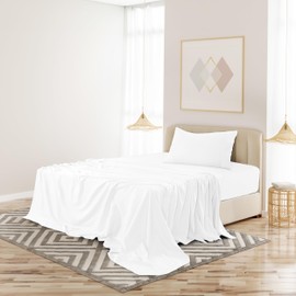 LDC Twin Sheet Set - 3 PC Brushed Microfiber Bed Sheets 16 Inches Deep Pockets - Embroidered Pillowcase - Hotel Luxury Sheets Twin Size Bed Set (White)