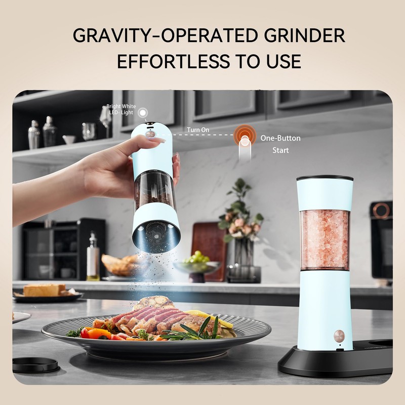 Gravity Electric Salt and Pepper Grinder Set 2-Pack - USB-C