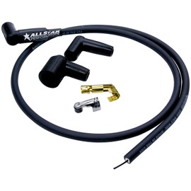 Allstar Performance Coil Wire, Spiral Core, 8 mm, Unsleeved, 36 in Long, Connectors/Ends/Stripping and Crimping Tool Included, Black, Cut to Fit, Kit