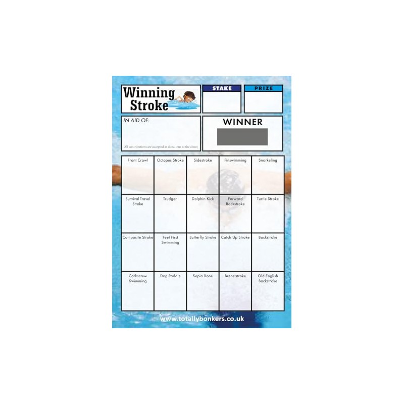 Totally Bonkers - Swimming Fundraising Scratch Cards - 20 Square