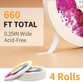 ETNRHP 4 Packs White Artist Tape for Watercolor Paper Drafting Art Low Tack Masking Tape Acid Free Painter Watercolor Tape for Painting Canvas Framing, 0.25inch Wide 660FT Long Total
