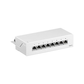 CAT 6 Mini/Desktop Patch Panel, 8 Port, White - STP Shielded, White